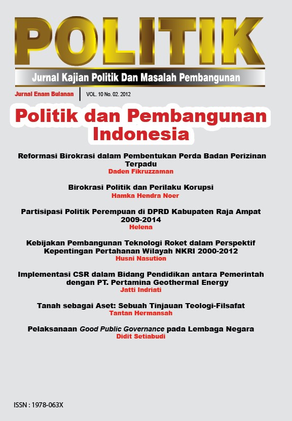 					View Vol. 10 No. 2 (2014): POLITIK
				